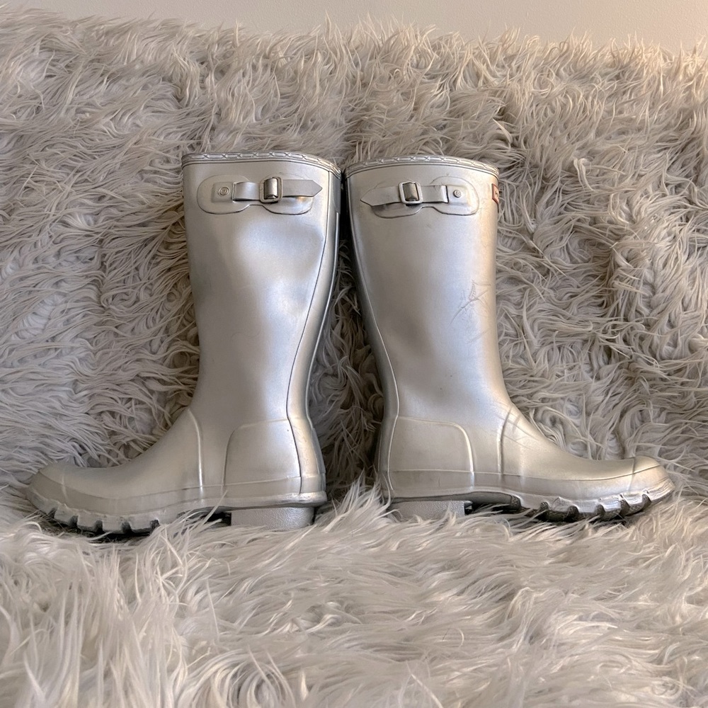 Hunter Original Tall Rain Boots in Silver